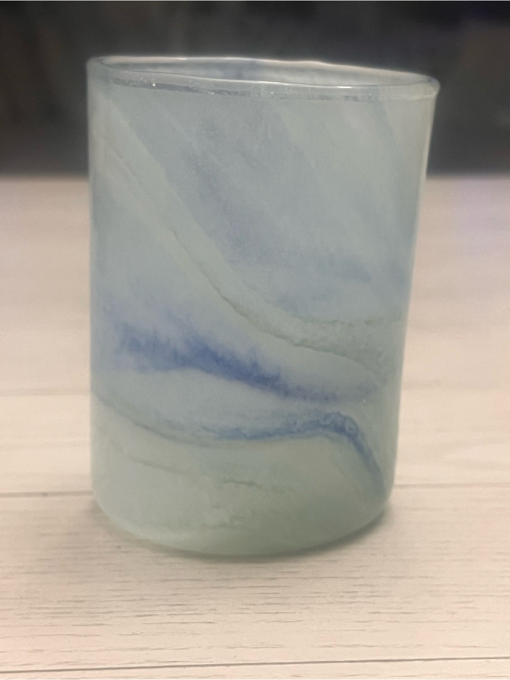 Murano Vetreria Seafoam and Blue Swirls Handcrafted Glass Tumbler NWT